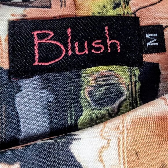 Blush Side Zip Detail Abstract Print SS Crop Top - Picture 5 of 7